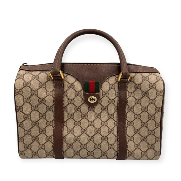 Gucci Handbags - Vintage Gucci GG Supreme Boston Bag with Web Stripe
